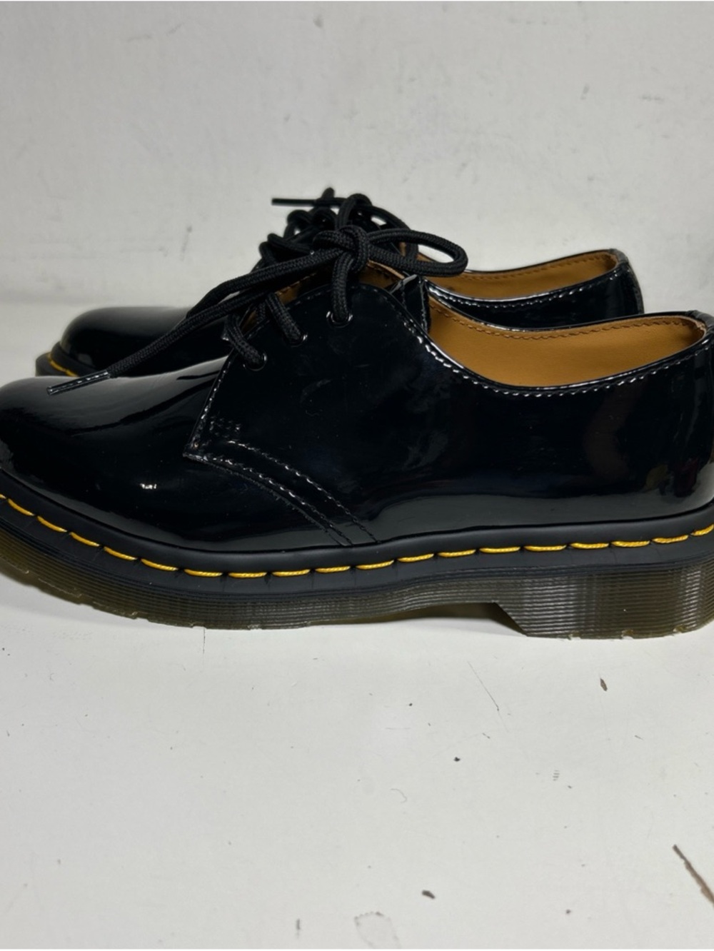 Dr. Martens Yellow Lined Leather Shoe Interior